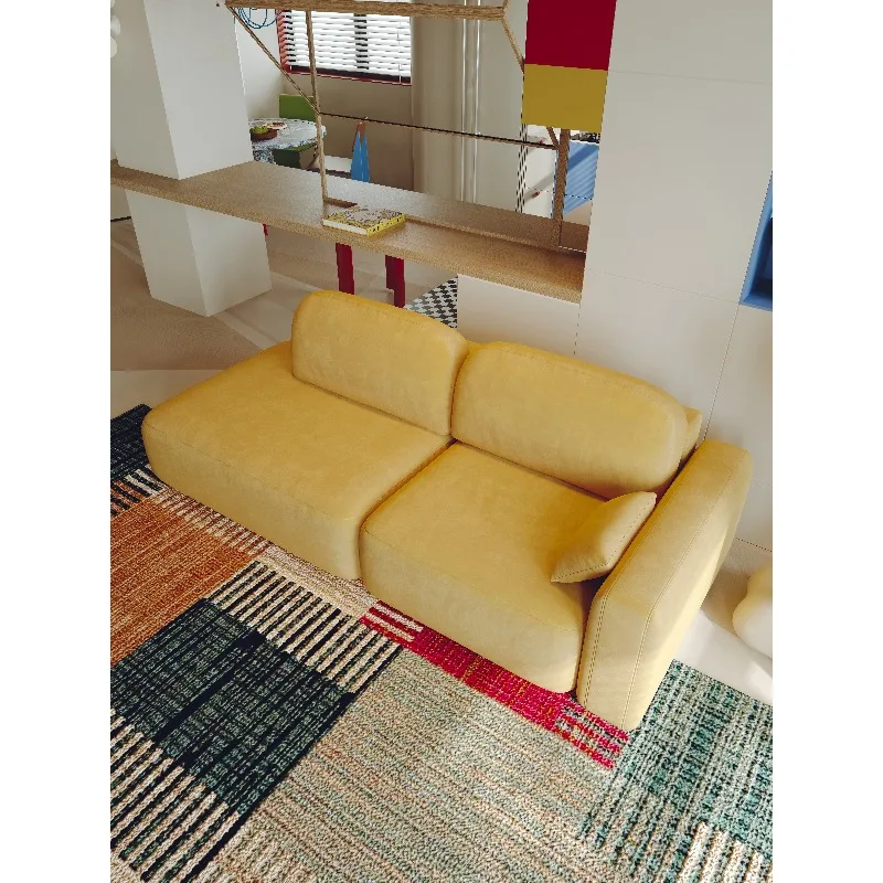 Yellow dopamine straight row sofa, clothing store, beauty salon, office rest area, reception and negotiation