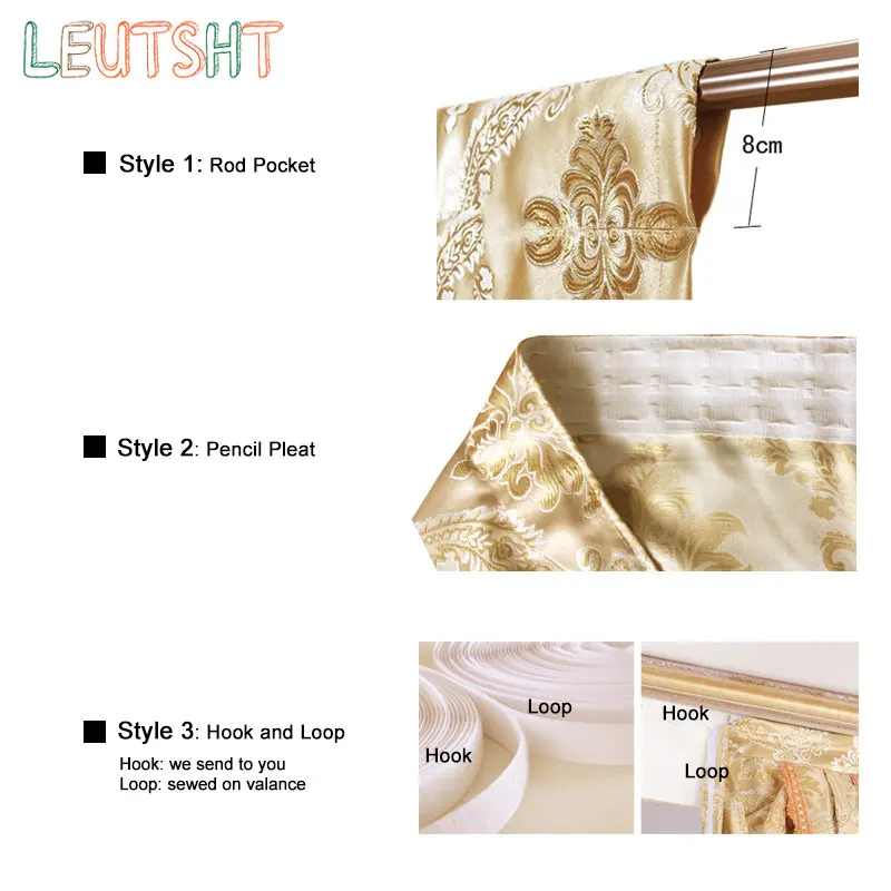 European Curtains for Living Dining Room Luxury Chenille Cortina Valance Decoration  Kitchen Curtains Short Styles Window