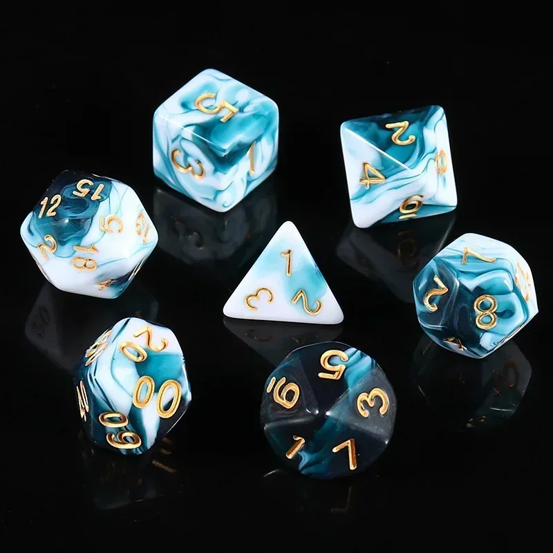 New Pearl Pattern Mixed Color D8/10/12/20 Polyhedral Digital Dice for DND TRPG Party Entertainment Dice Set Board Game Supplies