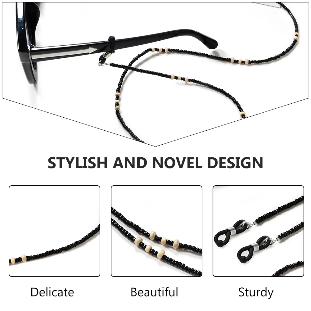 

2pcs Wooden Bead Glasses Chains Vintage Eyeglasses Accessories Retro Mask Chains Anti Wooden Bead Chain Lost Function