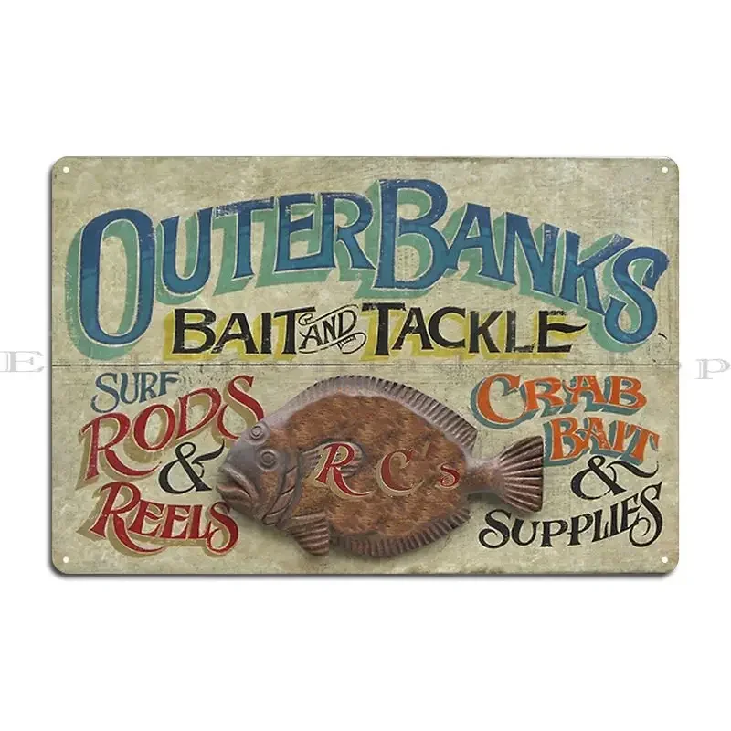 Rc S Outerbanks Bait And Tackle Metal Plaque Personalized Living Room Custom Funny Custom Tin Sign Poster