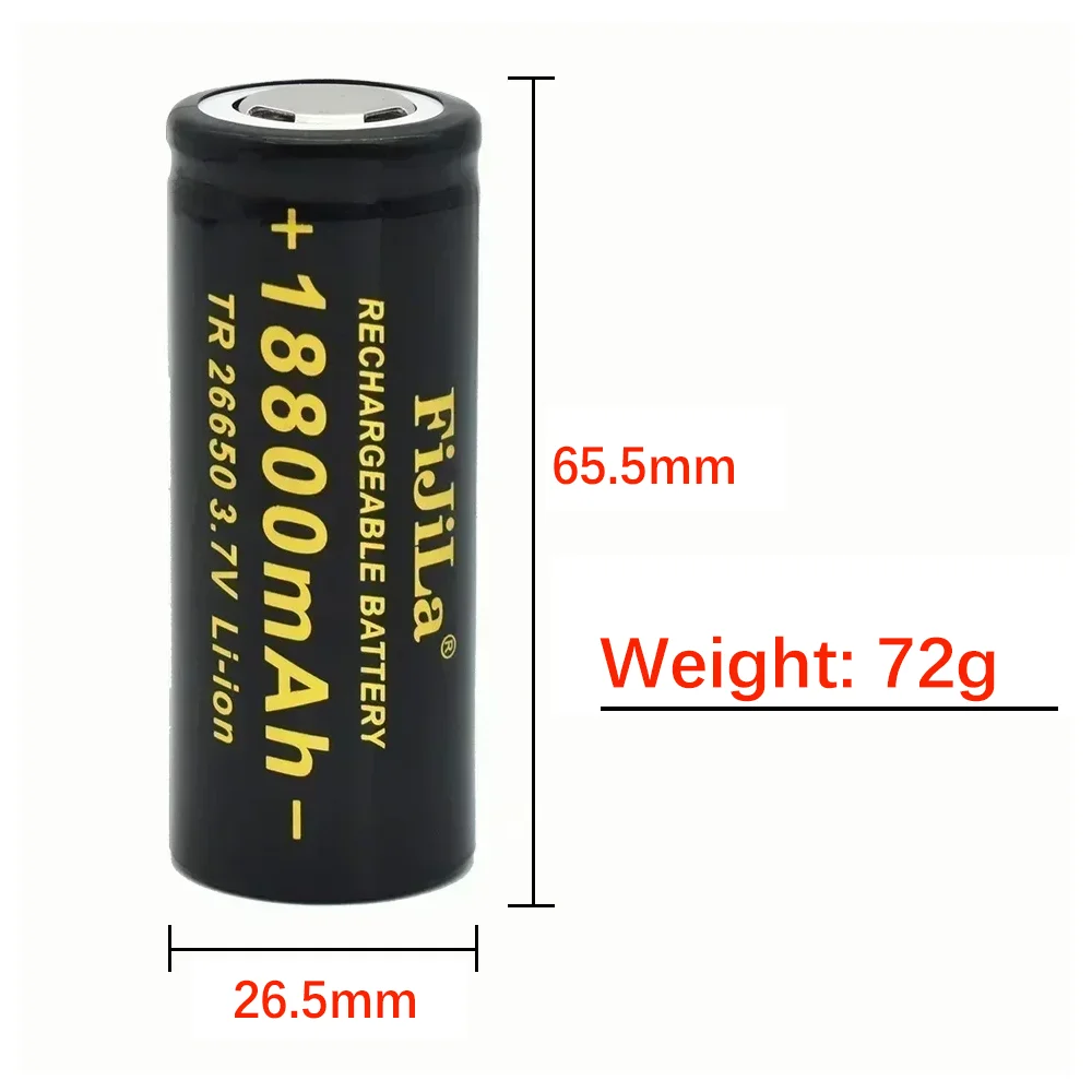 100% Original high quality 26650 battery 18800mAh 3.7V 50A lithium ion battery for 26650 LED flashlight + charger view 6
