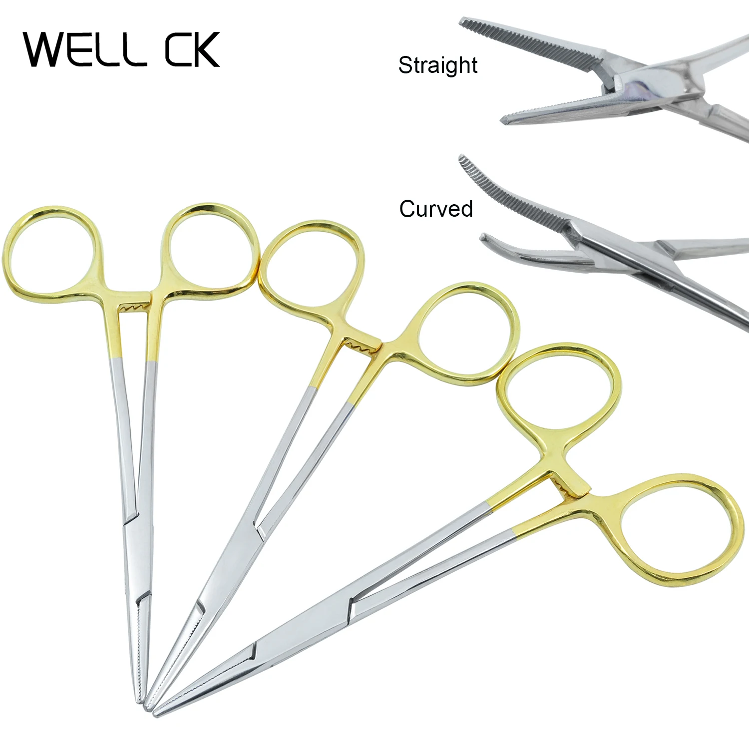 1Pc Stainless Steel 12.5cm Dental Needle Holder Plier Straight/Curved Tip Head Dental Needle Holder Plier TC Type Medical Tools