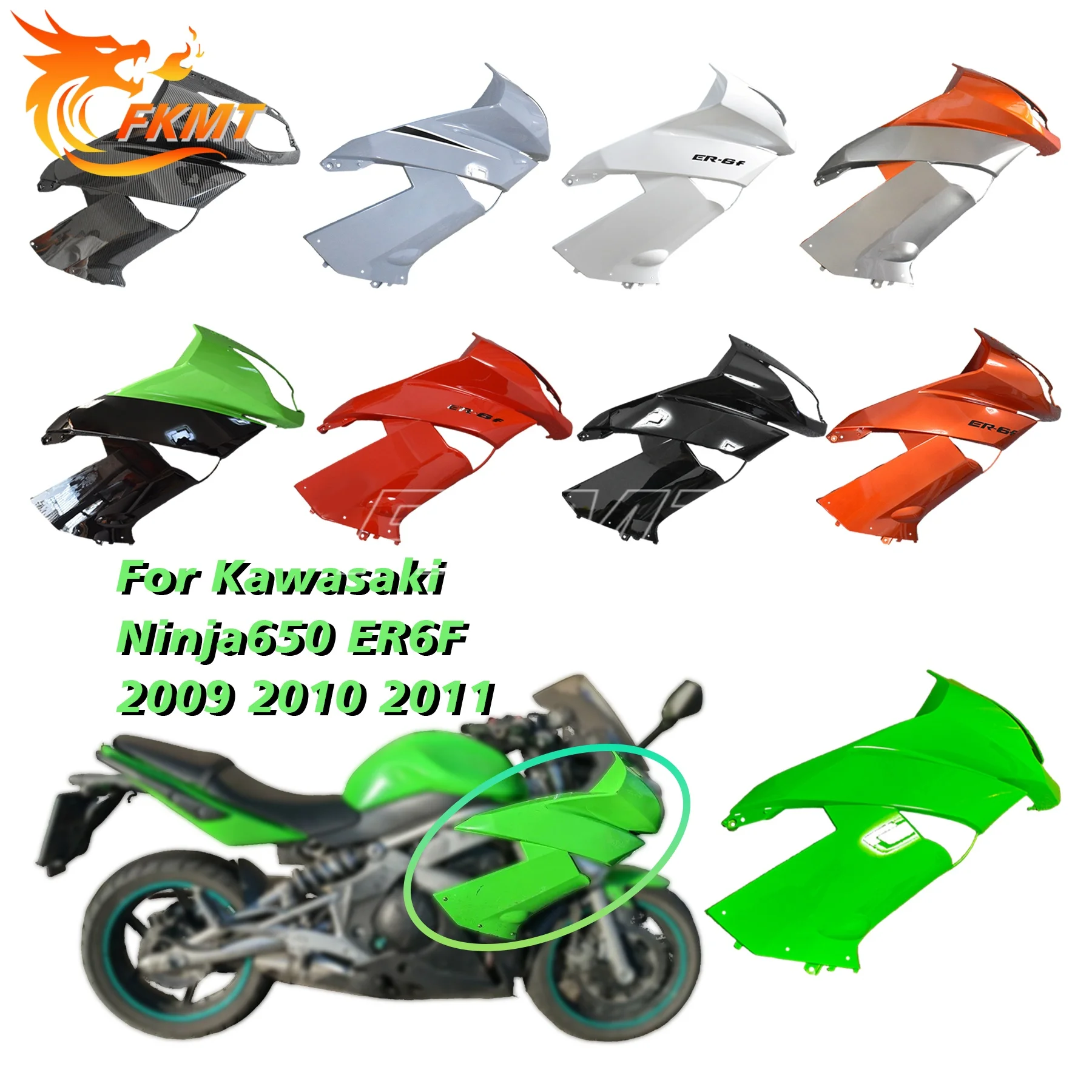 

For Kawasaki Ninja 650 ER-6F 2009 2010 2011 Front Side Fairing Panel Turn Signal Surround Bodywork Cover Kit