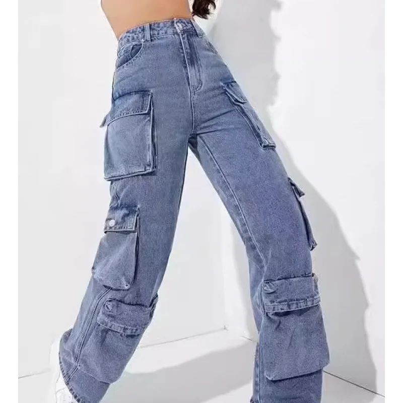 الخريف الشتاء متعدد جيب النساء السراويل الجينز الأوروبي الأمريكي