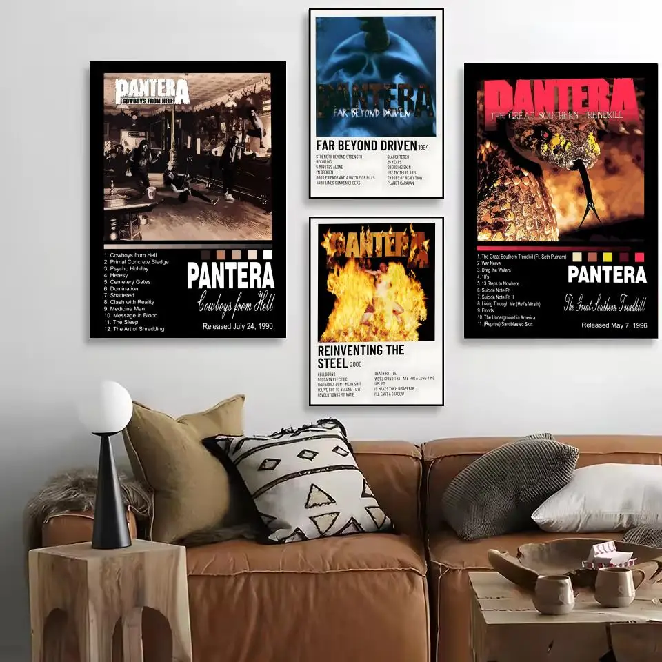 Classic Band P_Pantera Music Album HD Linen Canvas Poster Wall Art Prints for Living Room Bedroom Office Home Decoration Gift