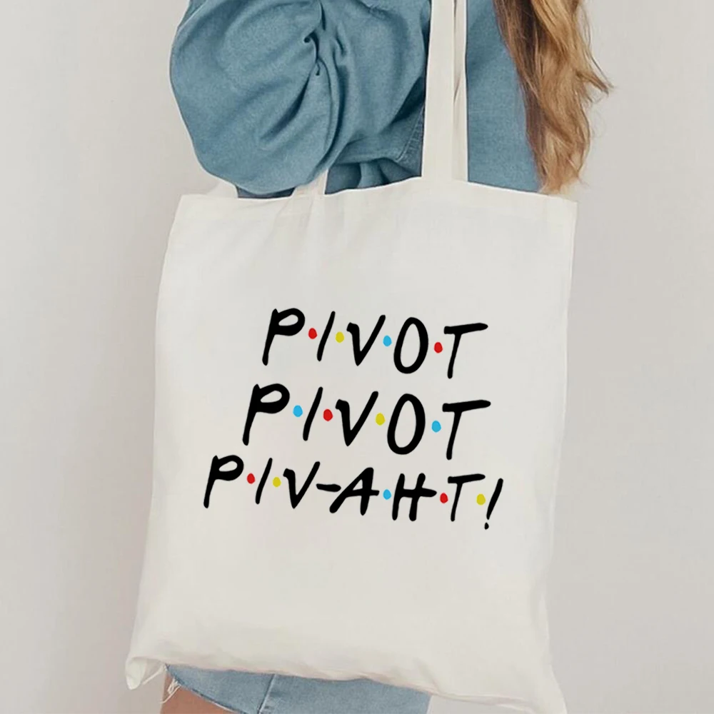 

FRIENDS TV Show Canvas Shoulder Bag Letter Pattern Handbag Harajuku Women's Eco Friendly Tote Bag Pivot Shut Up Tote Bags