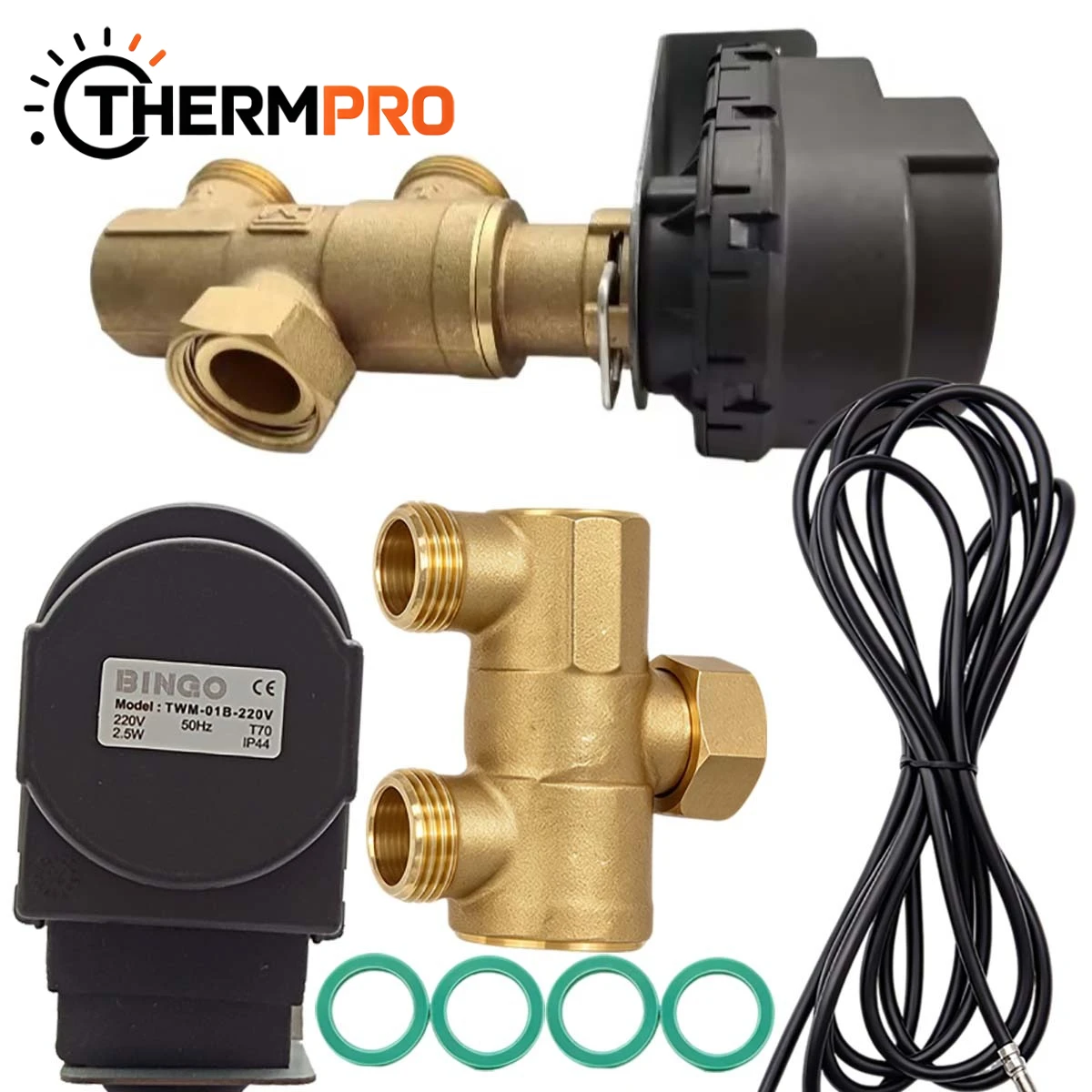 220V Three-way Control Valve Assembly TWM-01B-220V With NTC Probe Gaskets Gas Boiler Water Heater Replacement Accessories