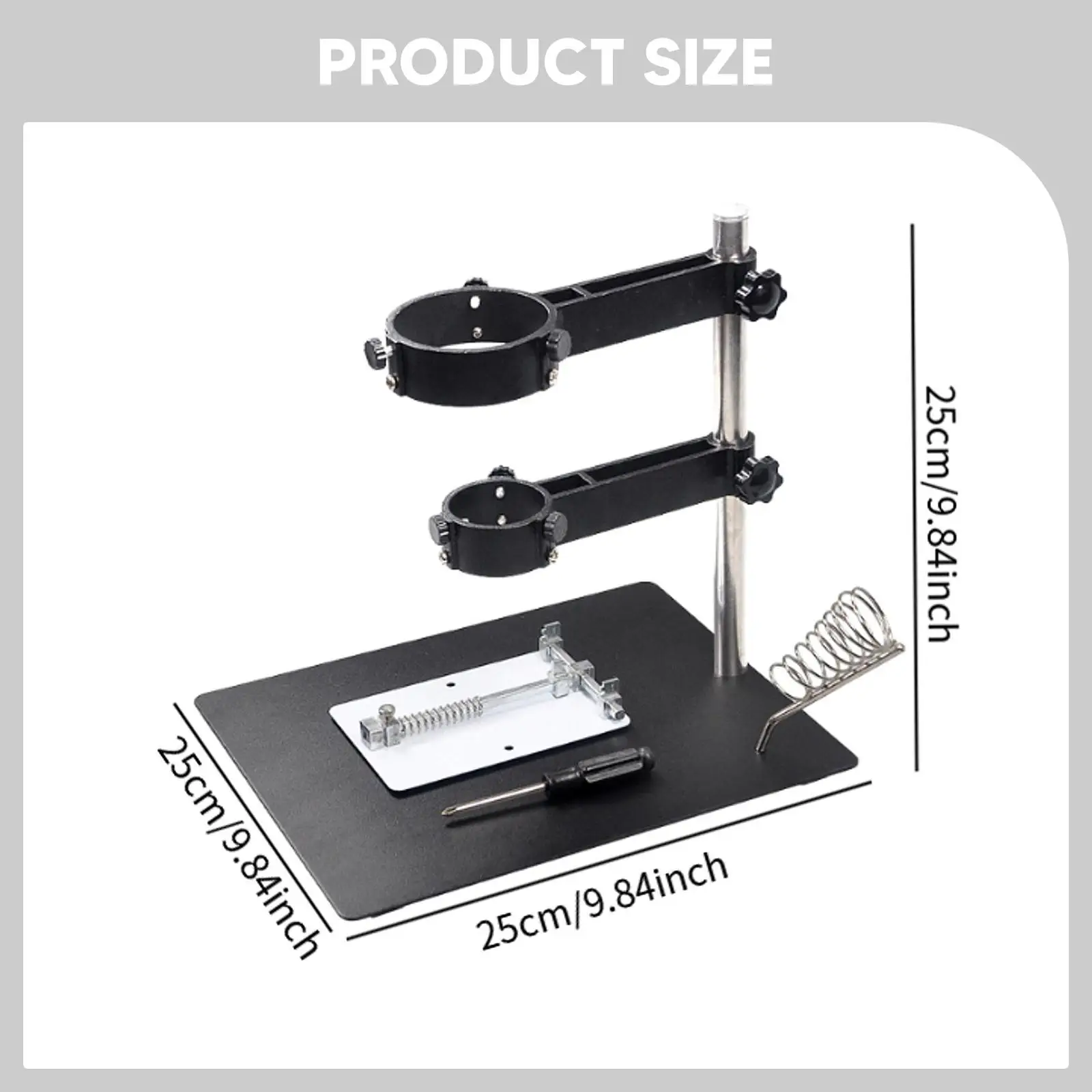 رف دعامة حامل، تركيبات قابلة للطي وقابلة للتعديل، مشبك مع تركيبتين للحام والإصلاح وسطح المكتب