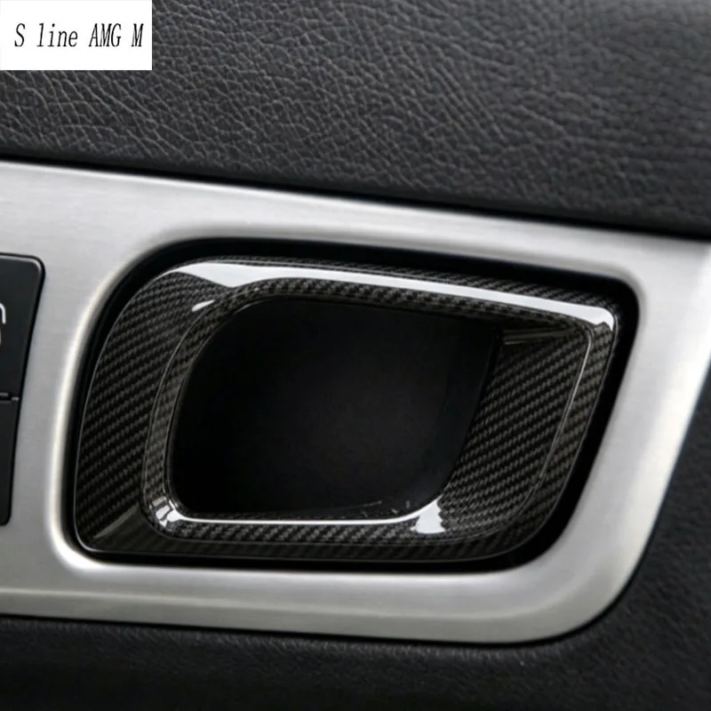 For Mercedes Benz SLK R172 2011-2015 RHD Carbon fiber Car Inner Door Pull Handle CD panel Cup holder Gear shift Sticker Cover