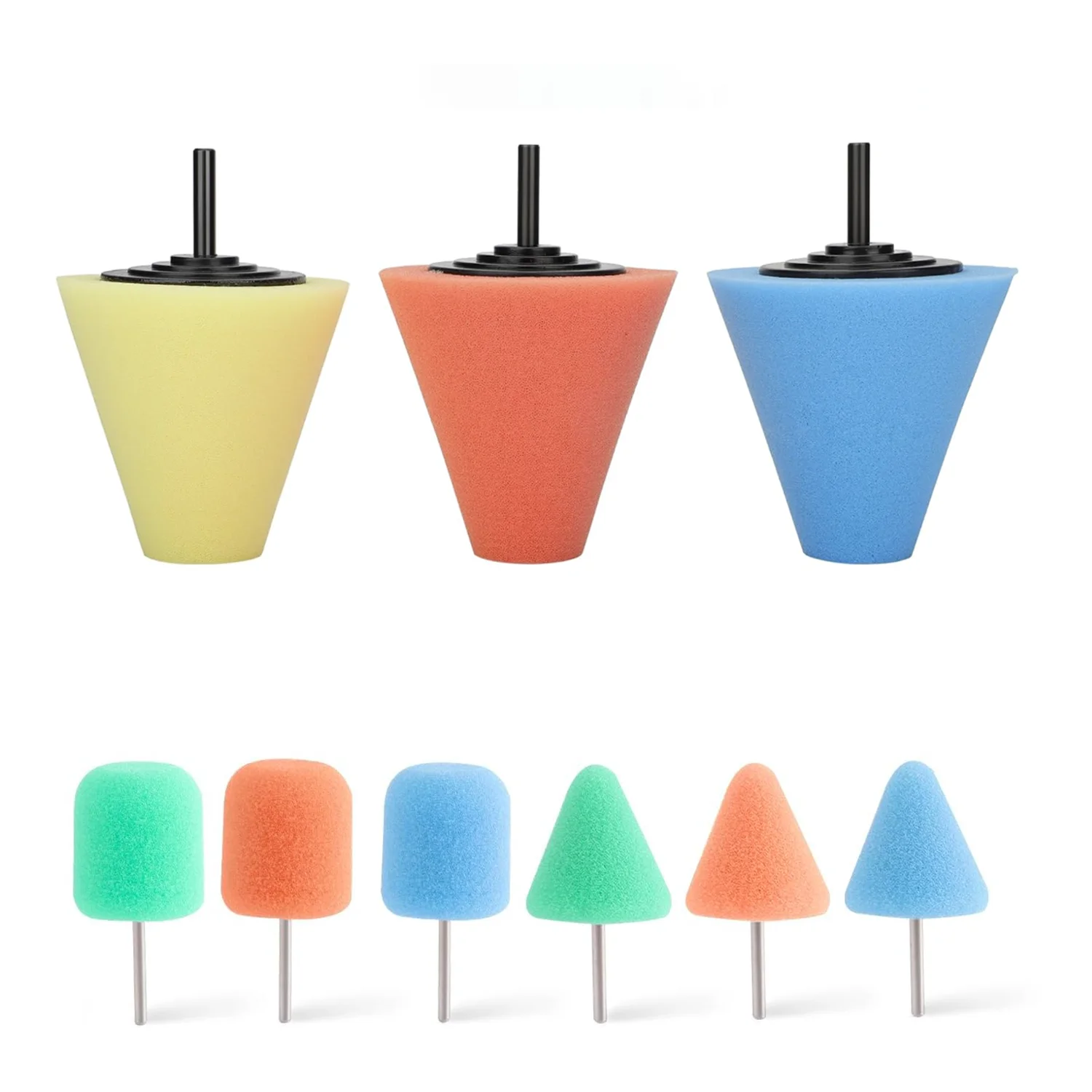 

Набор из 9 полировальных конусов и губок для ухода за колесными дисками автомобиля, полировальные шарики для дрели