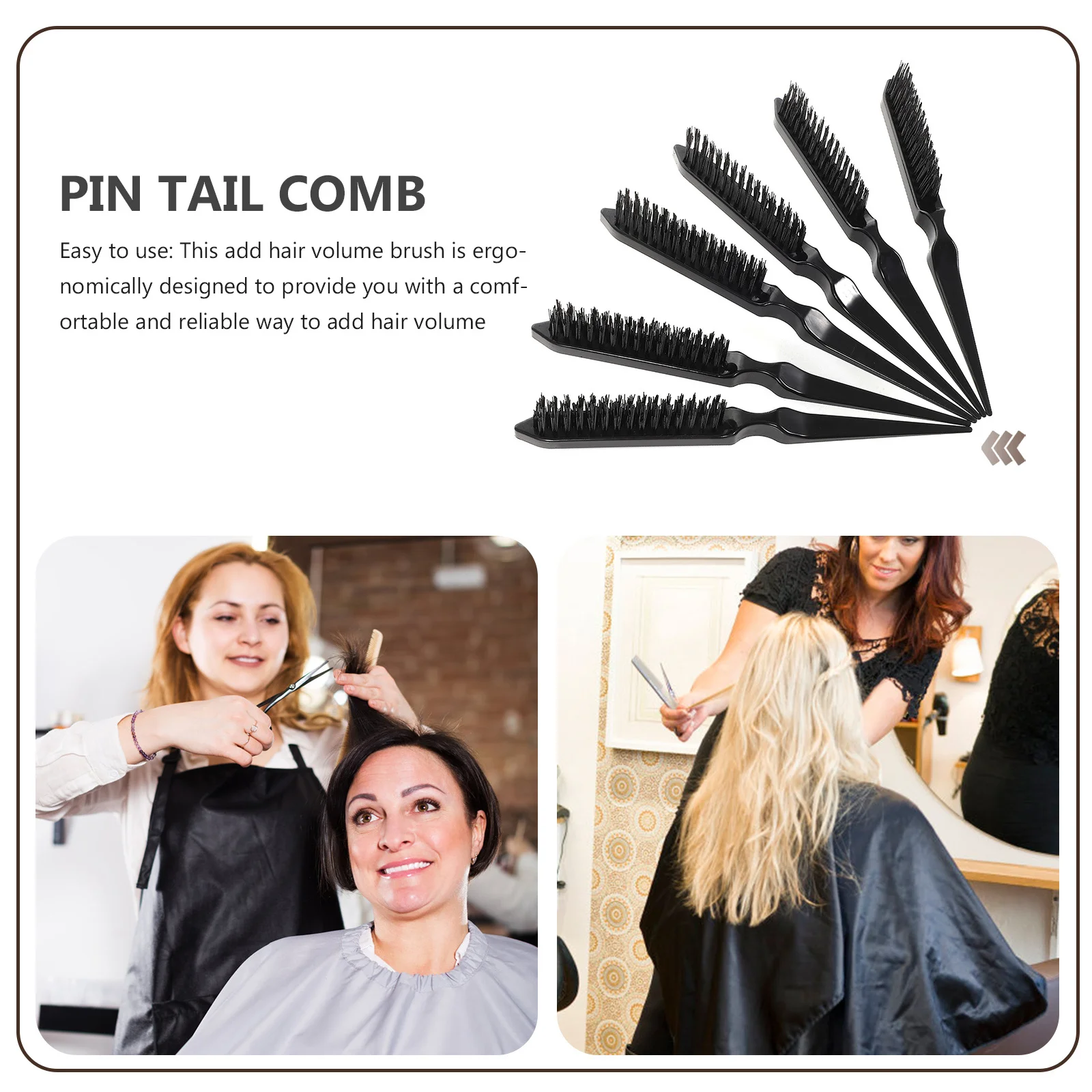 

6Pcs Teasing Hair Brush Professional Salon Three Row Comb Hair Styling Volume Adding Pin Tail Comb for Women Barber Combs