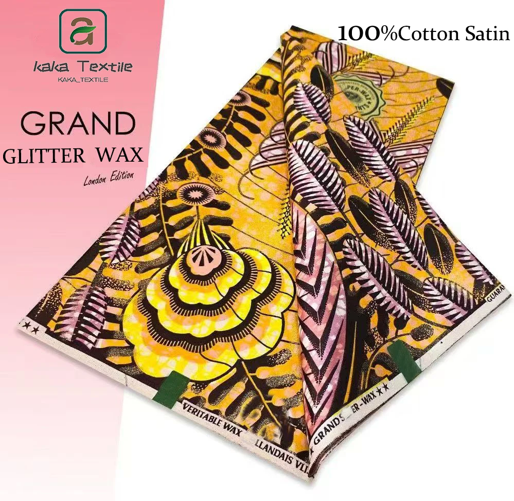 جديد الأفريقي الكبير سوبر الأفريقي بريق جلام الشمع النسيج 100% القطن أنقرة الشمع النسيج لينة الشمع الحقيقي بريق النسيج الذهبي 6 ياردة #1