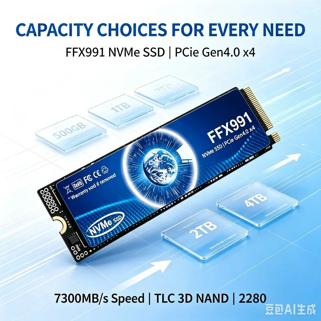FFX991 M.2 SSD PCIe4.0x4 TLC 3D 7300MB/s High Speed 1TB 2TB 4TB NVME Internal Solid State Drive for PS5 Laptop Desktop PC