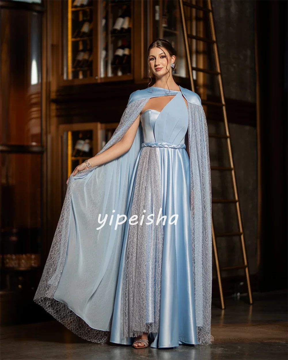 Satin Sequined Ruched Christmas A-line Strapless Bespoke Occasion Gown Long Dresses