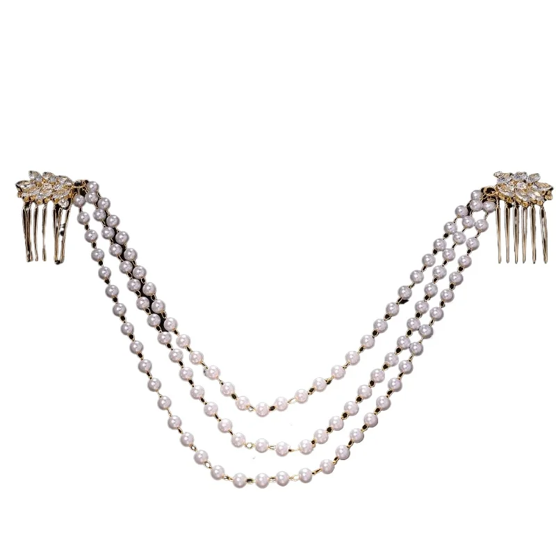 pearl-hair-chain-temperament-premium-rhinestone-flower-double-hair-band-headgear-dinner-bridal-accessories