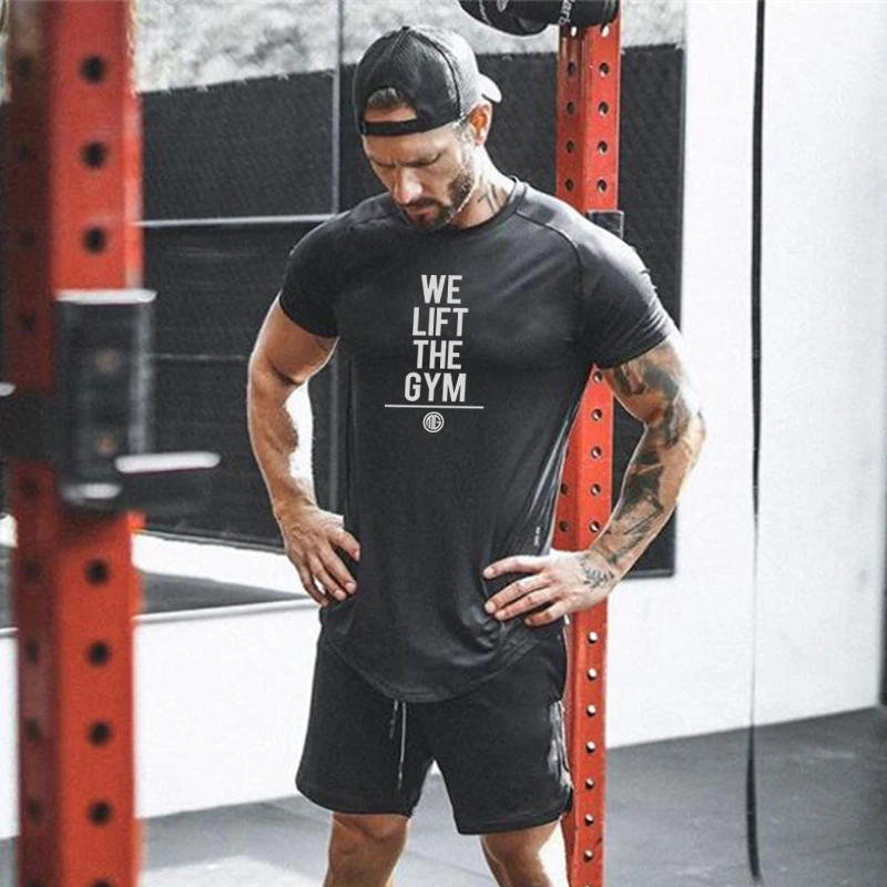 Summer Mesh Quick Dry Sport Slim Fit Tops Mens Fitness Workout Short Sleeves Tshirt Gym Bodybuilding Breathable Polyester Shirts