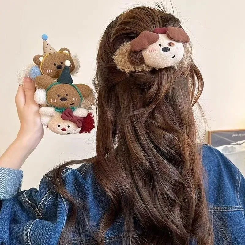 

2Pcs Fluffy Plush Animal Hair Clips for Long and Thick Hair Styling-Cute Barrettes,Jaw Clamps,Accessories for Women and Girls