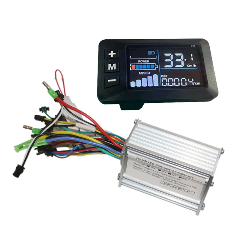 

YHVC-36V 48V 52V 60V 350W 18A Motor Controller Electric Bicycle Controller SM Connector G51 LCD Display Speedometer