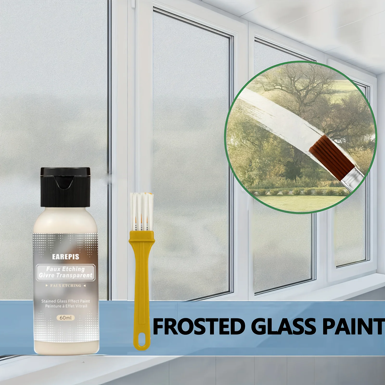 60ml Matte Glass Paint Opaque Glass Paint Bathroom Glass Window Sandblasting Special Water-based Coating Frosted Glass Paint