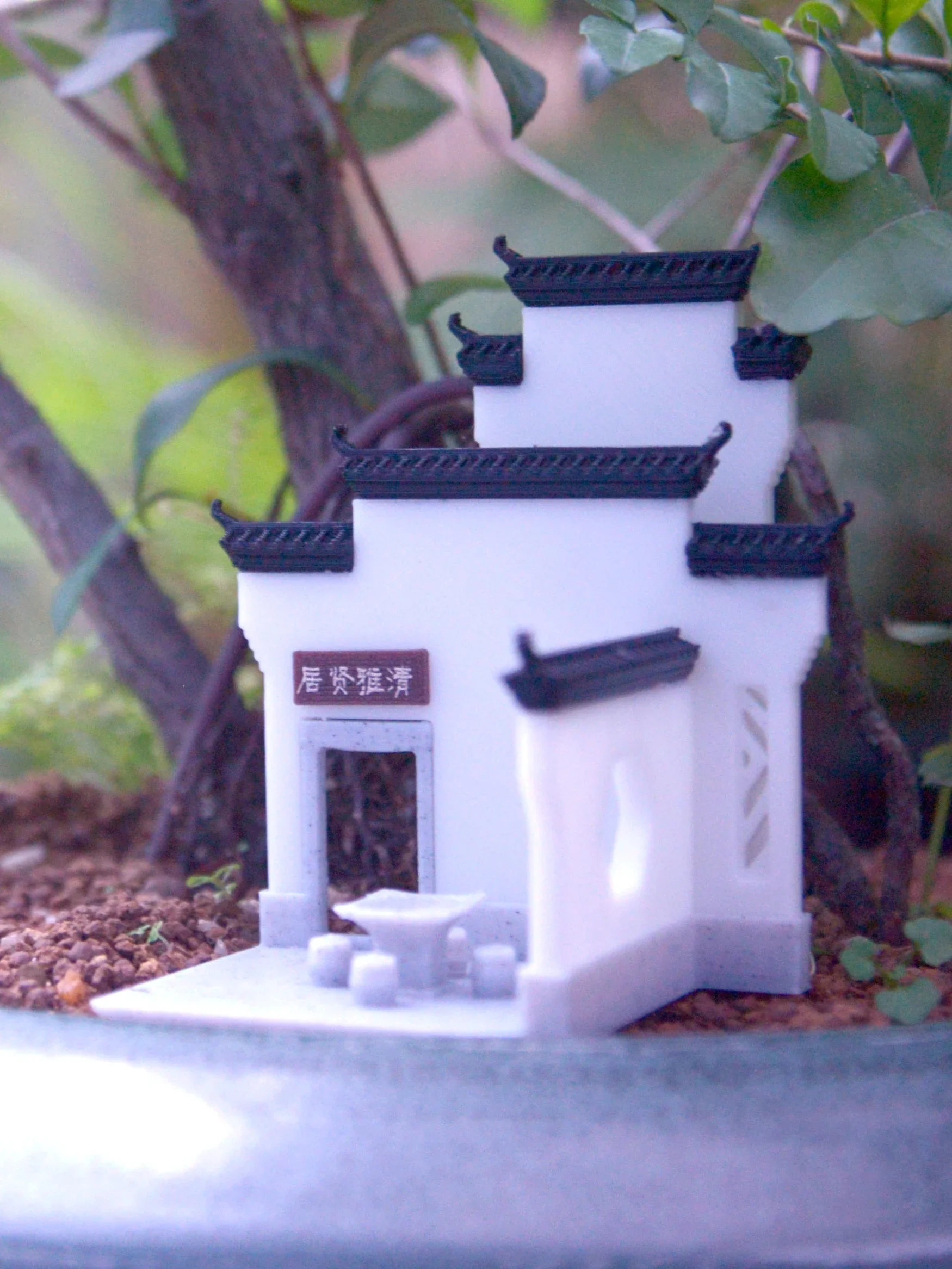 Chinese Ancient Architecture Hui-style Architecture Ma Tou Wall Rainforest Micro Landscape Rockery Bonsai Fish Tank Decoration