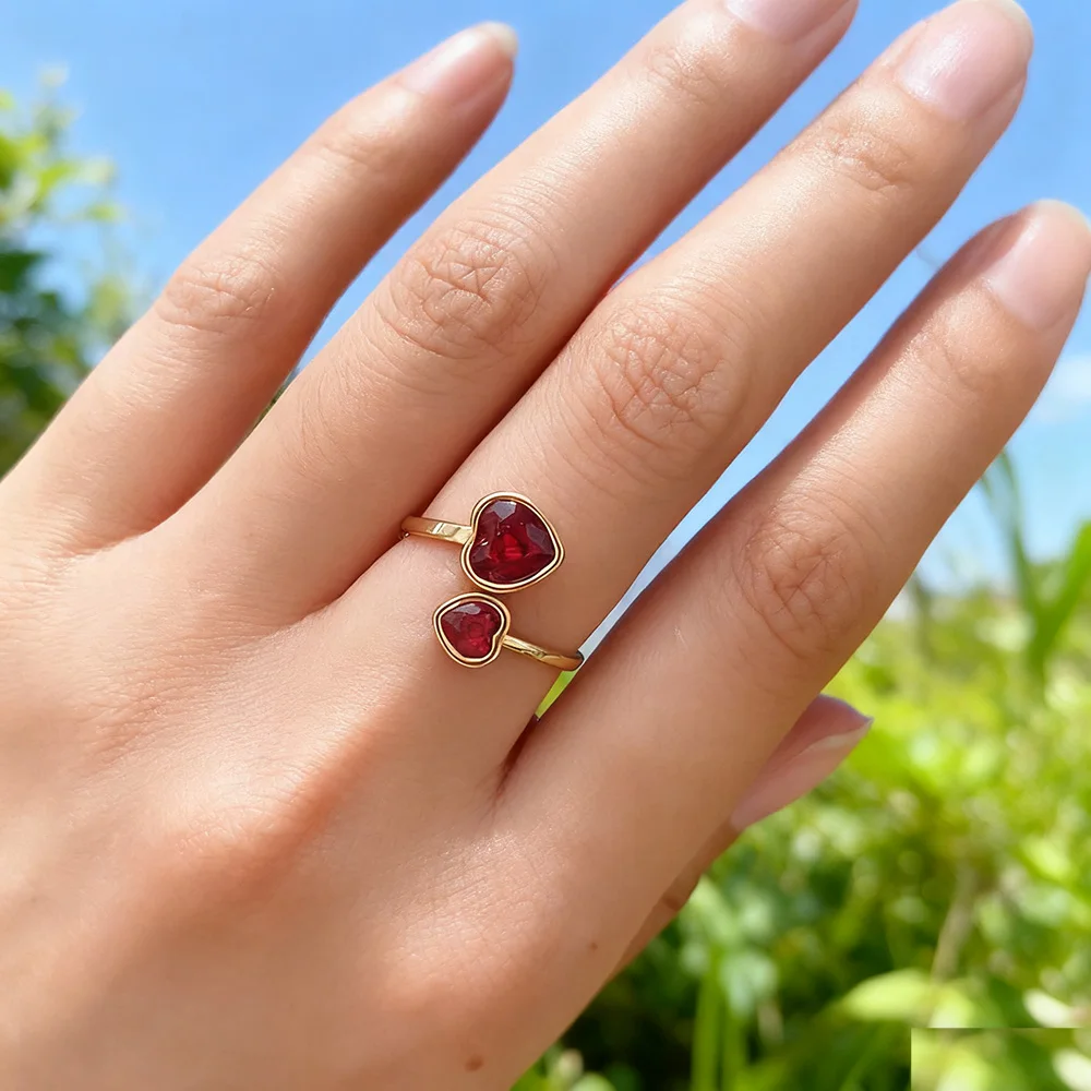 Skyrim الزركون القلب الدائري الفولاذ المقاوم للصدأ الذهب اللون المفتوحة خواتم موضة مجوهرات الزفاف الجمالية هدية بالجملة #3