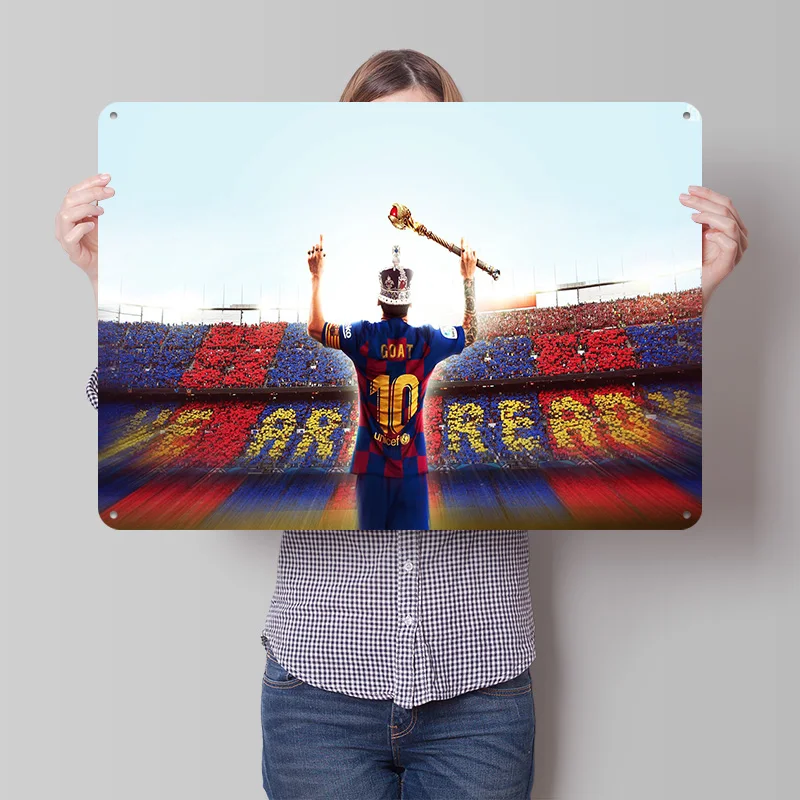 Lionel Messi Football Metal Poster Custom Wall Art Retro Vintage Tinplate Signs for Man Cave Gamer Room Decoration At Home Decor