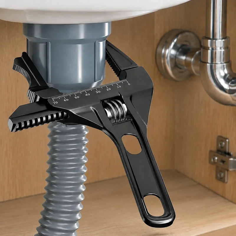 Durable Plumbing Wrench with Large Jaw Capacity for Bathroom Fixes and Multi-Purpose Handheld Repair Tasks