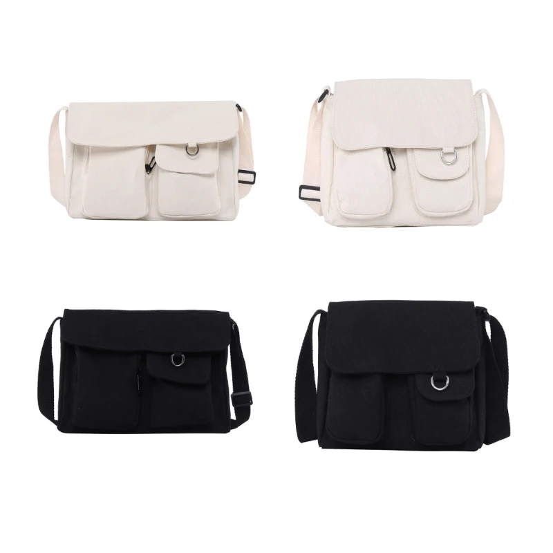 Bolsa ombro crossbody lona fofa casual bolsa crossbody com bolsos com zíper bolsa ombro lona para trabalho diário