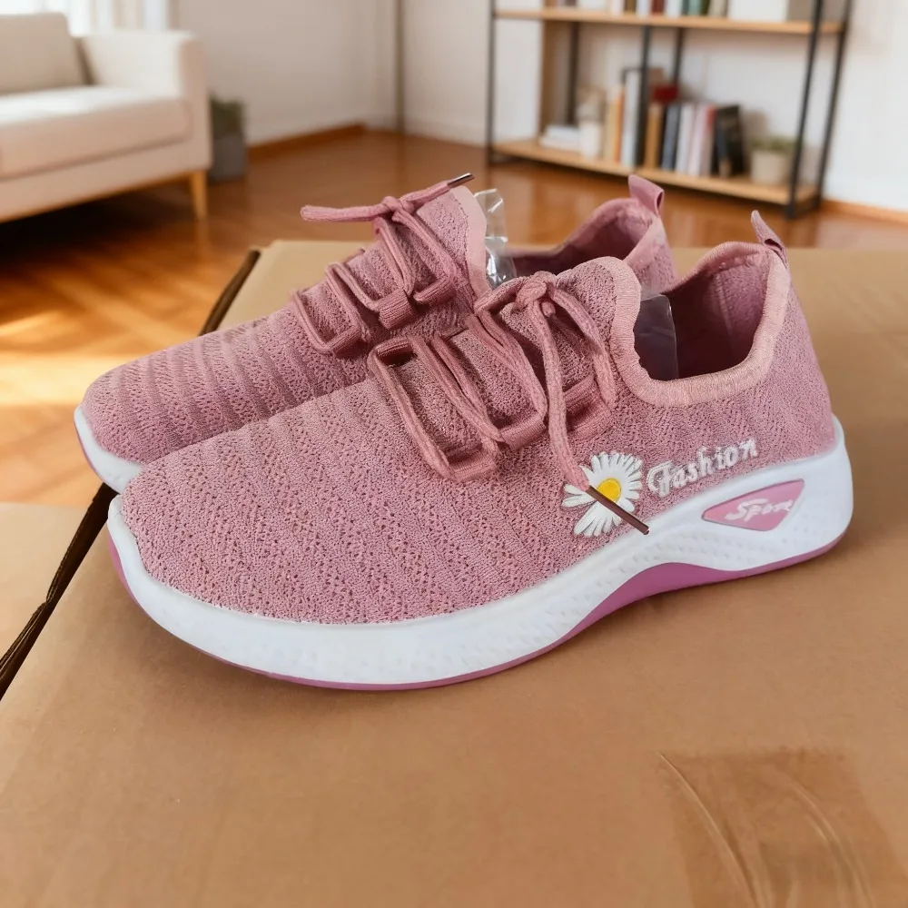 النساء أحذية تنفس سيدة شقة الصيف أحذية رياضية بيضاء تنفس أحذية امرأة الإناث شبكة أحذية رياضية النساء حذاء مسطح 2025 #4