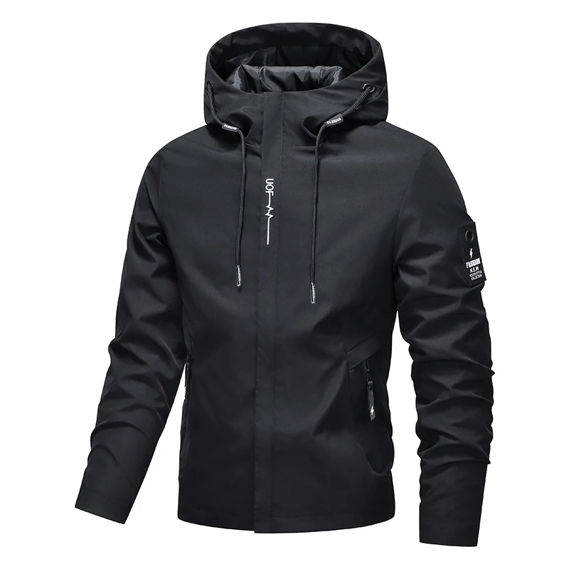 

High-quality men's fashionable, stylish, versatile, trendy and casual spring and autumn jacket hooded jacket