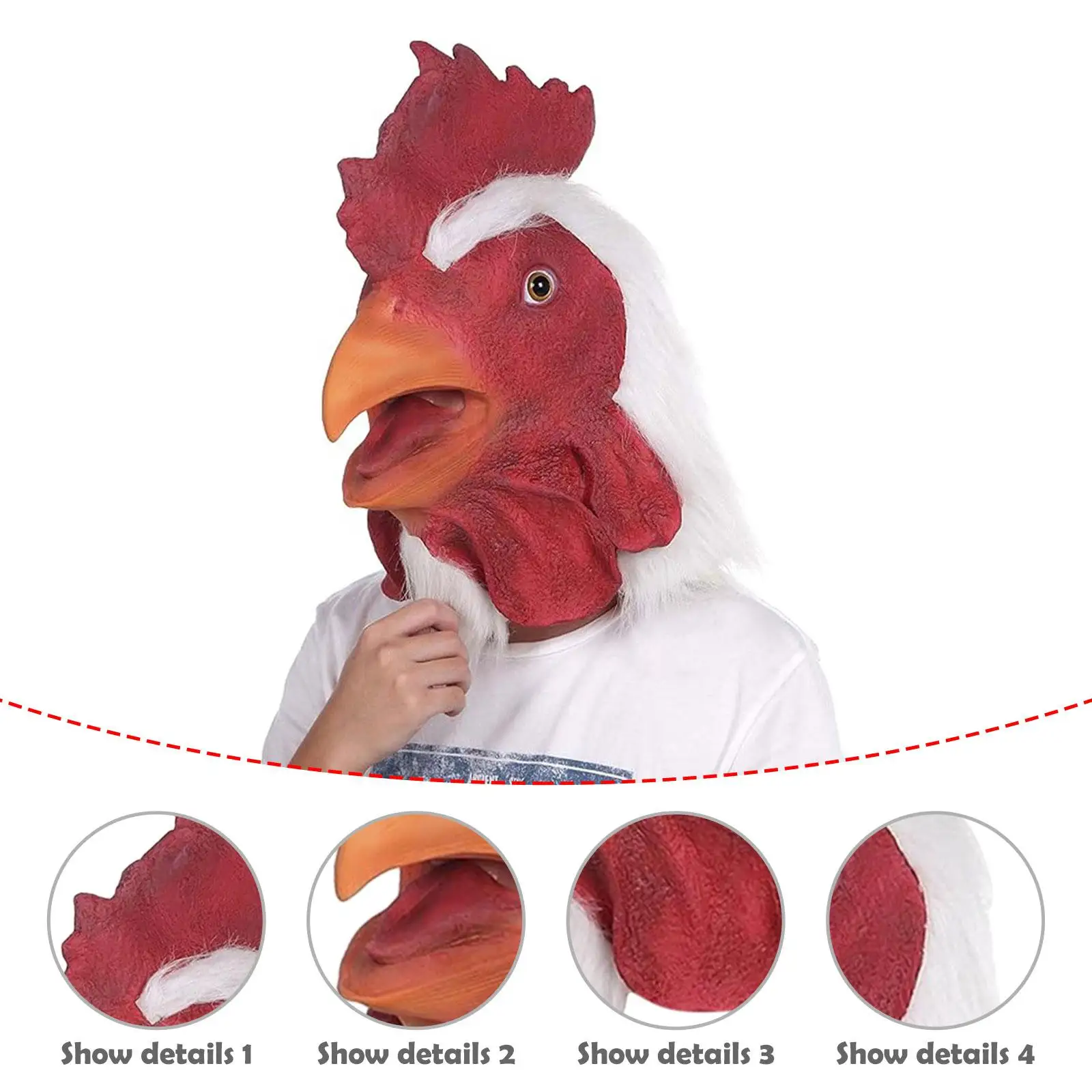 Chicken Head for Halloween, Funny Animal , for Party Masquerade