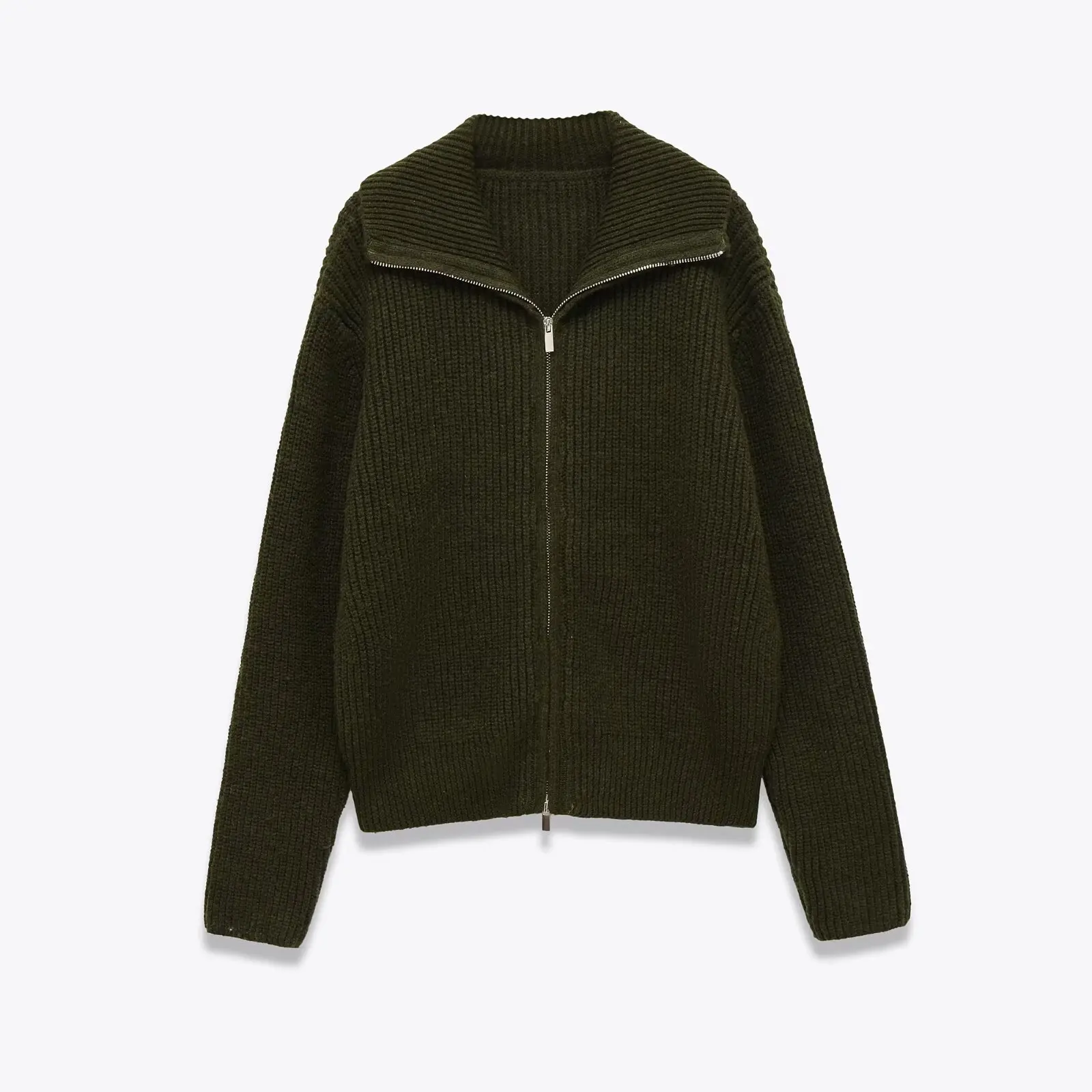 Suéter americano retrô com zíper de manga comprida para mulheres no outono quente menina preguiçosa solta jaqueta suéter cardigã fino