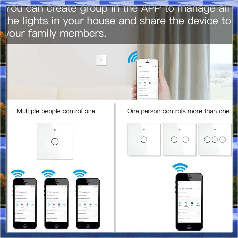 Wifi Smart Interruttore Della Luce RF433 Nessun Cavo Neutro Singolo Fuoco Vita Intelligente Tuya App di Controllo Per Alexa Google Casa 220V EUAS59-