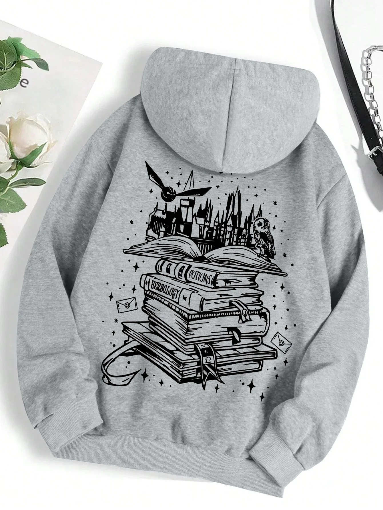 A Funny  Book Printed Sweatshirt Women Harajuku Casual Loose Hooded Fashion Soft Comfortable Hoodies Autumn Warm Female Clothes