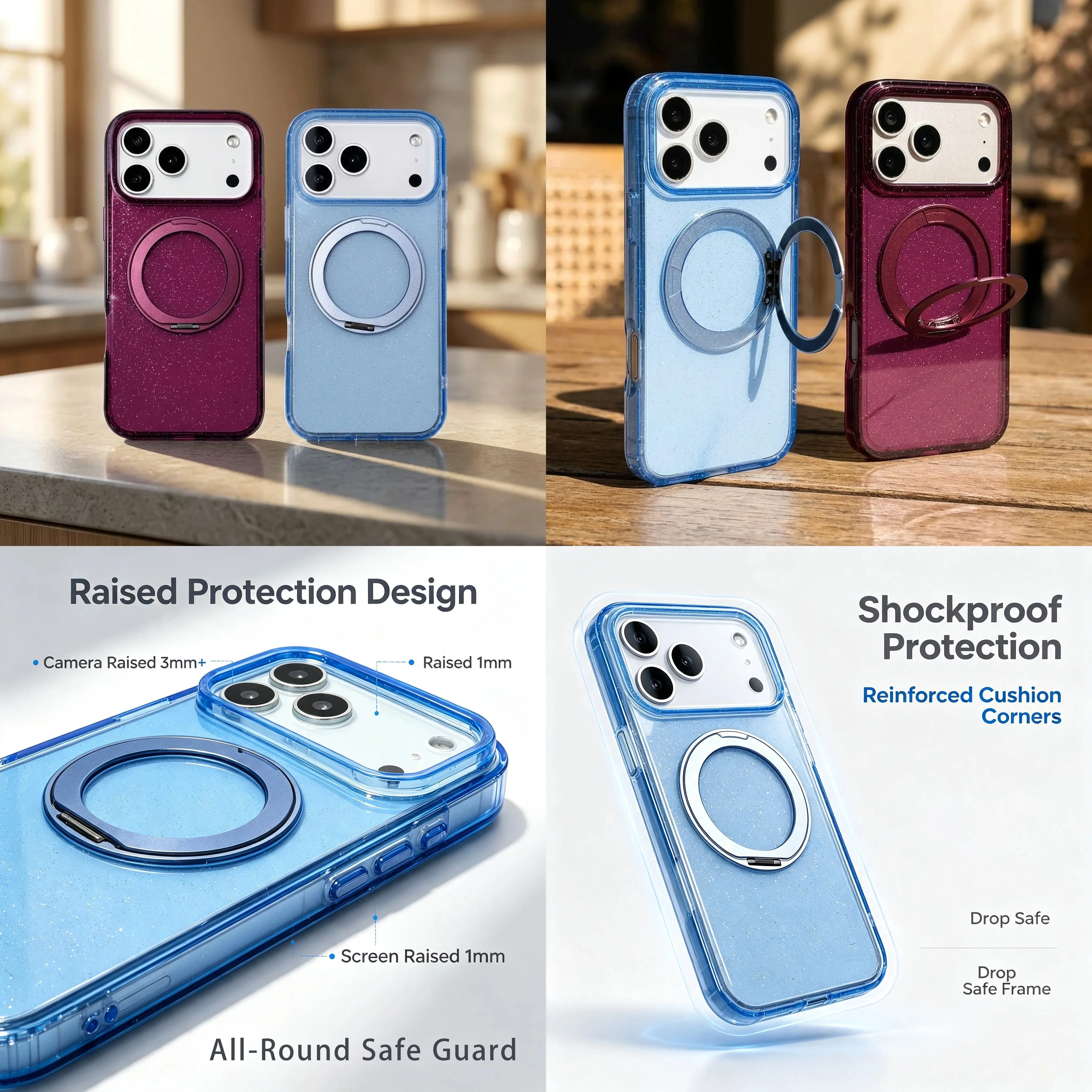 Nueva funda para iPhone 18 Pro Max, 18 Pro, 17 Pro Max y 17 Pro: diseño transparente con motivos de cielo estrellado, anillo magnético y soporte giratorio.