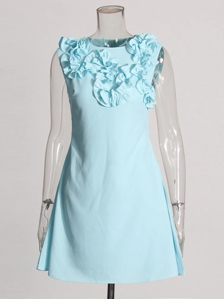 Minivestido Floral 3D elegante para mujer, vestido elegante sin mangas con volantes y retazos, Vestidos ajustados de lujo para fiesta, bata para mujer