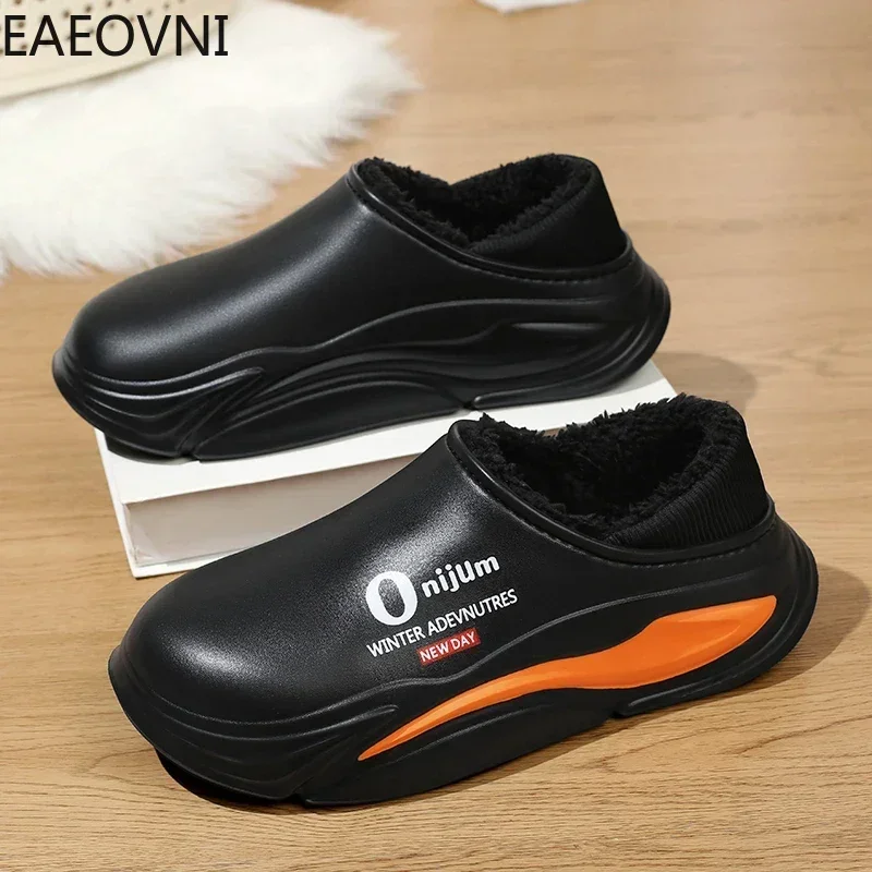 2024 New Fashion Cotton Slippers Men Winter Warm Home Mans Shoes Waterproof Casual Slippers for Man Indoor Slip-on Keep Warm