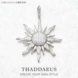 Pendant White CZ Sun Brand New Fashion Jewelry 925 Sterling Silver Europe Charm Accessories Gift For Men Woman