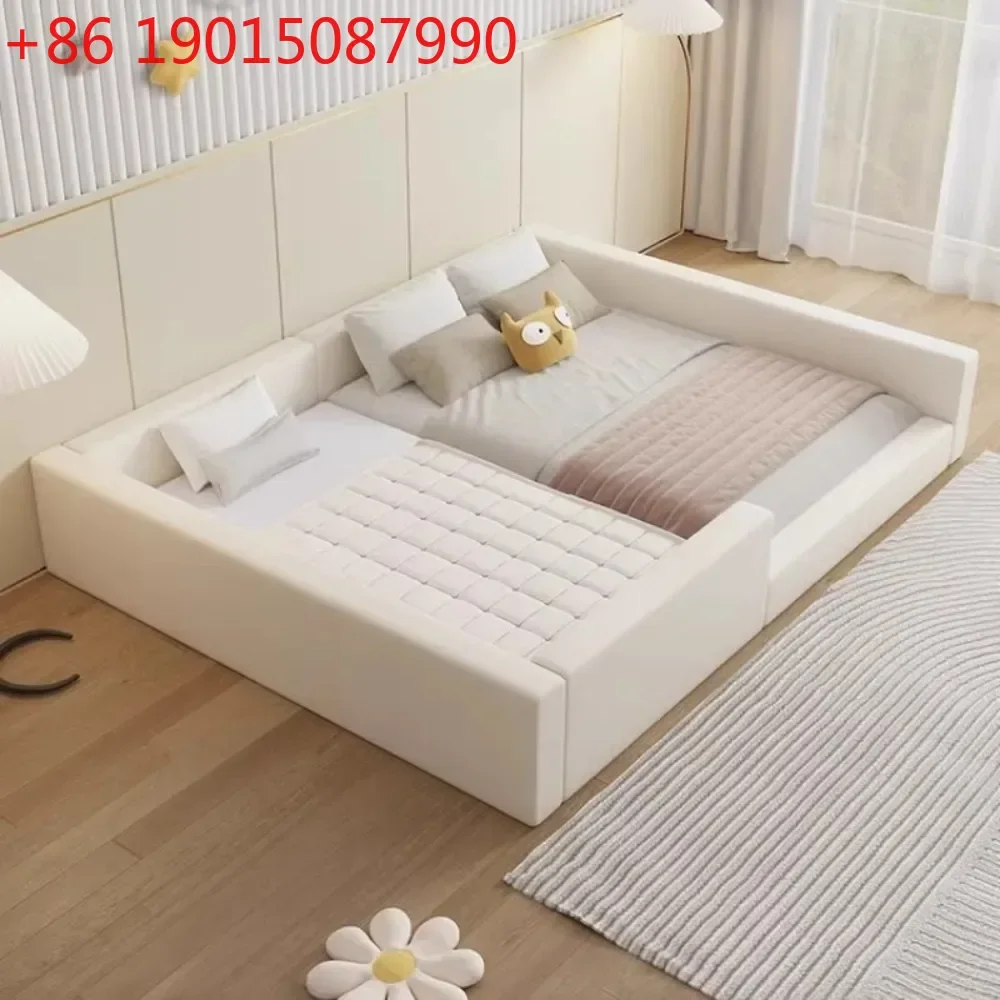 

Мягкая кровать с защитным бортиком, современная минималистичная двуспальная кровать размера Queen, многофункциональная, для спальни, декор для дома