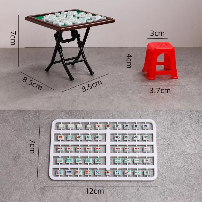 Kit de Mini Table et chaise de Mahjong, 1 ensemble, modèle de maison Vintage, accessoires de meubles de maison de poupée, jouet de décoration Miniature pour maison de poupée 1/12