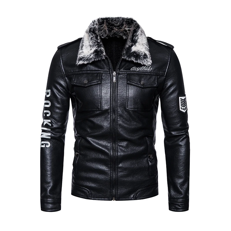 

Autumn Winter Windbreaker Men Leather Jacket Warm Overcoat PU Biker Jacket Coat With Hood Fashion Casual Jacket Male Clothes