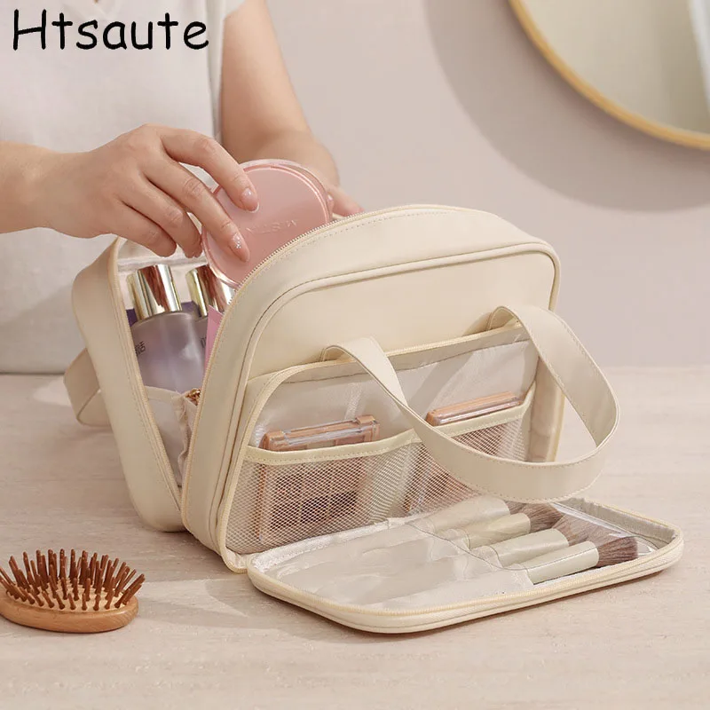 Travel Foldable Toiletry Cosmetic Case Men's Portable Dry and Wet Separation Wash Storage Pouch Handbag Women's Makeup Bags