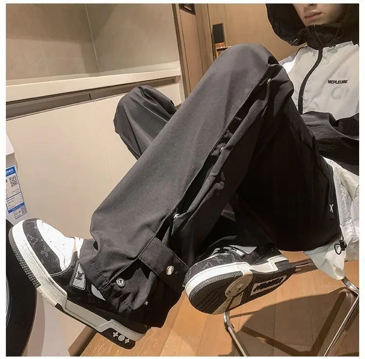 عالية الجودة جديد الصدر الاعتداء السراويل الرجال الأمريكية وظيفية مايكرو سحب السراويل الرجال فضفاض مستقيم بناطيل كاجوال رجل #4