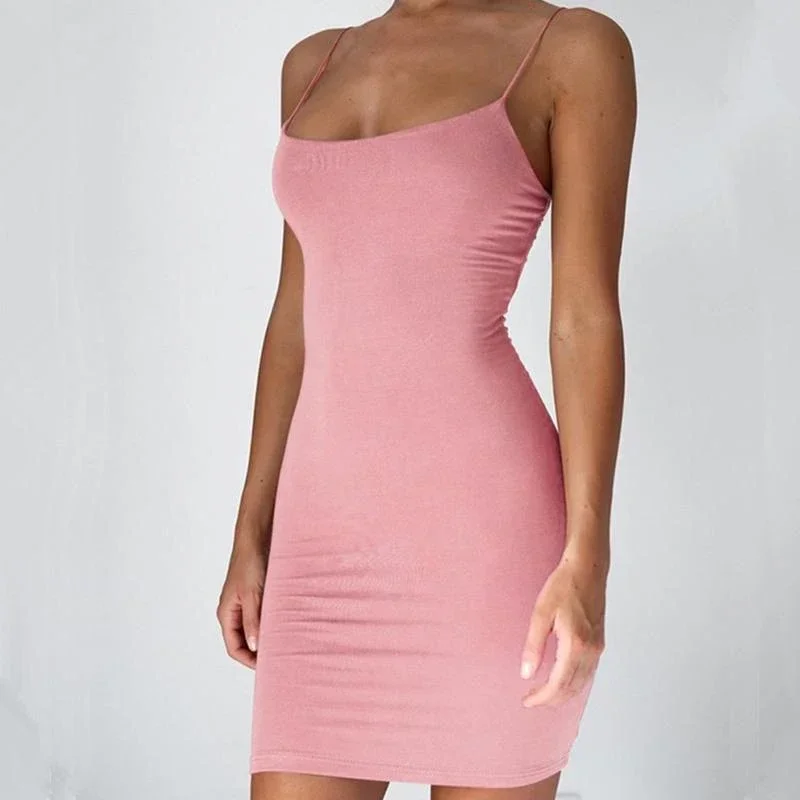 Summer Spaghetti Strap Mini Dress 2026 Women Sexy Bodycon Club Party Dresses Short Female Camisole Solid Black Sheath Sundress, image 10