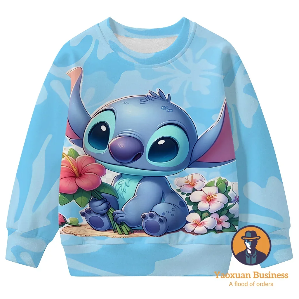 

Trendy 2025 Lilo&Stitch 3D Crew Neck Sweatshirt Kids Teens Boys Girls Cartoon Print New Summer Best Selling Hot Fashion