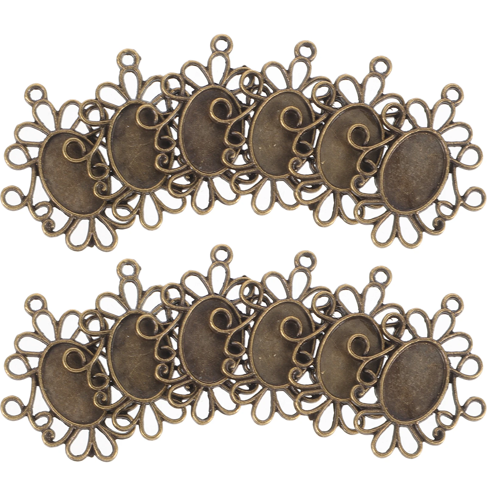 

50 Pcs Jewelry Alloy Base Accessories Bezel Pendant Trays for Oval Bottom Bracket Bezels Making