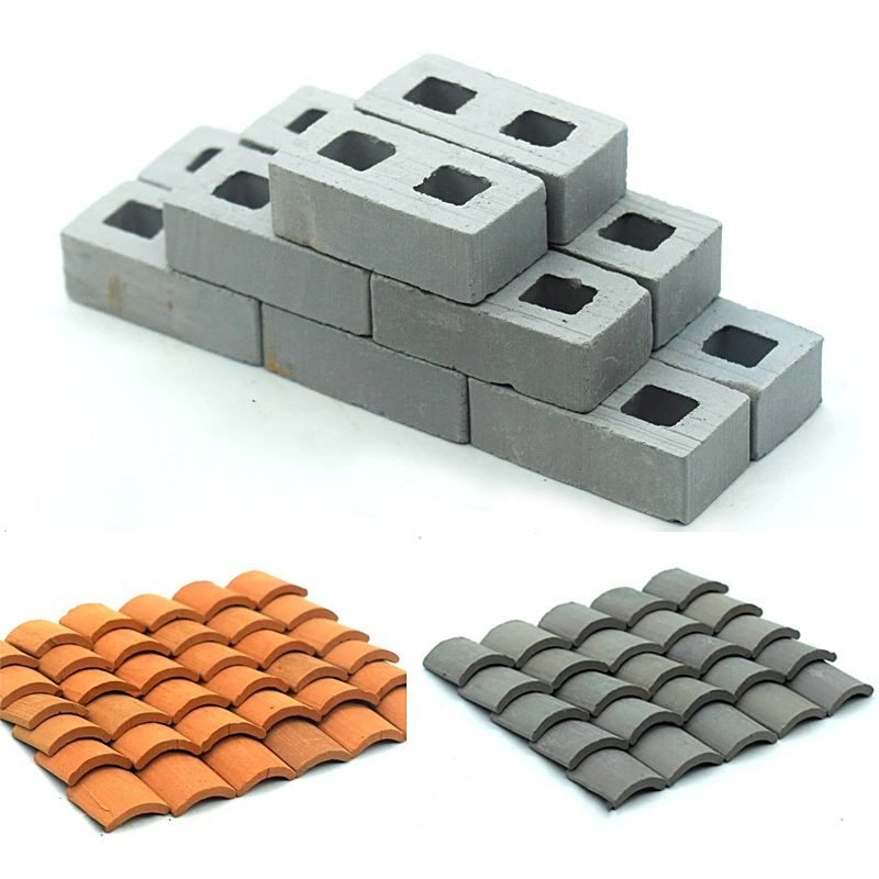 20pcs 1:16 Scale Dollhouse Mini Model Bricks, Mini Bricks and Tiles Playhouse Doll House Diy Mini Building Accessory Ornament