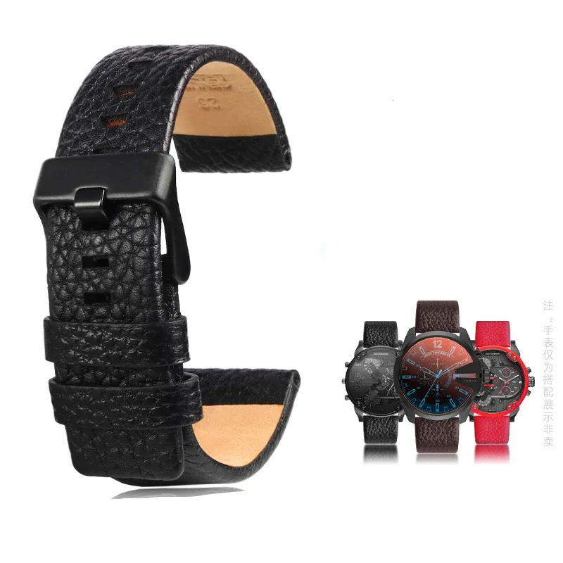 For Diesel Chameleon Smooth Anti-Allergy Cowhide 24 26 27 28 30 Dz4318 7395 7370 7391 7396 Waterproof Genuine Leather Watchband