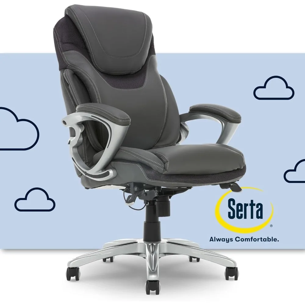 Bryce Executive Office Chair, Ergonomic Computer DeskChair with Patented AIR Lumbar Technology, Comfortable Layered Body Pillows